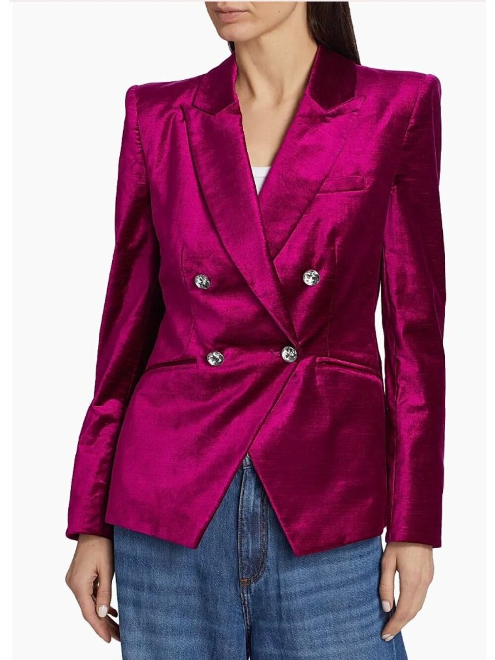 Veronica Beard Elam Dickey Velvet Crystal Blazer Fushia - Size 0 - Picture 10 of 12